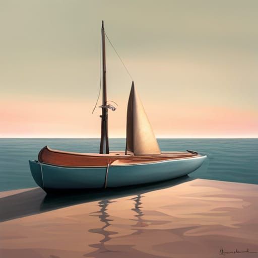 Surreal Hyperrealistic Boat on the Water