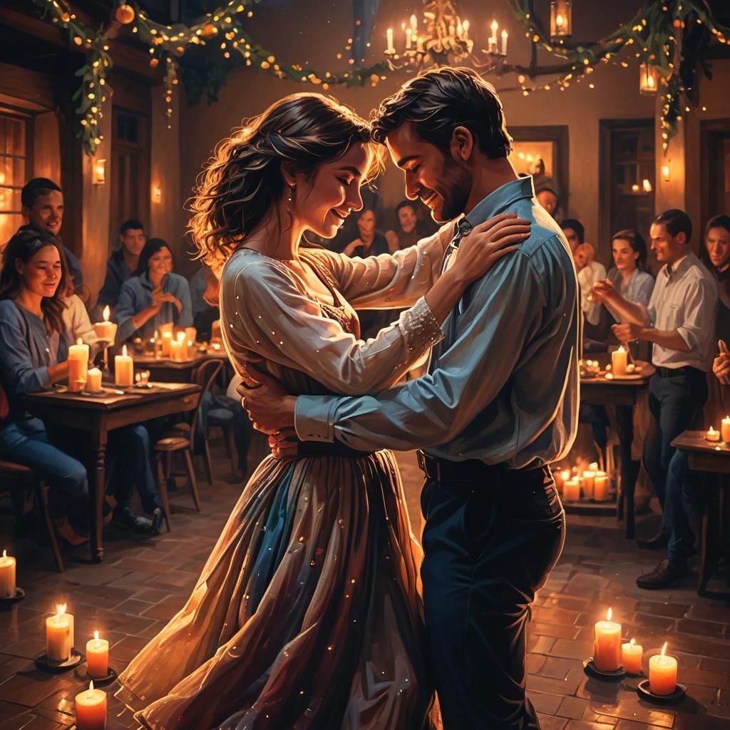 Romantic Candlelight Dance: Hyperrealistic Concept Art