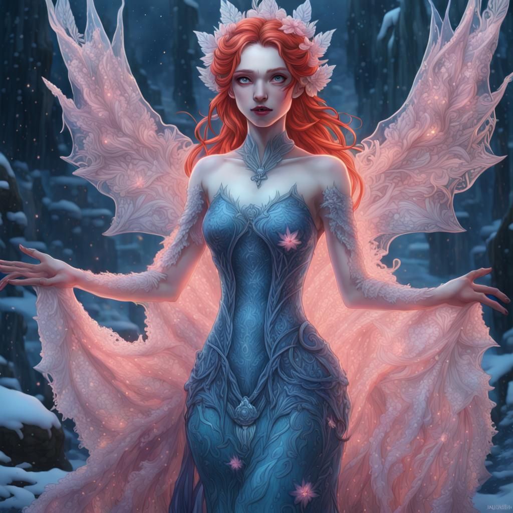 Icy Fire Spirit Princess in Gothic Dress