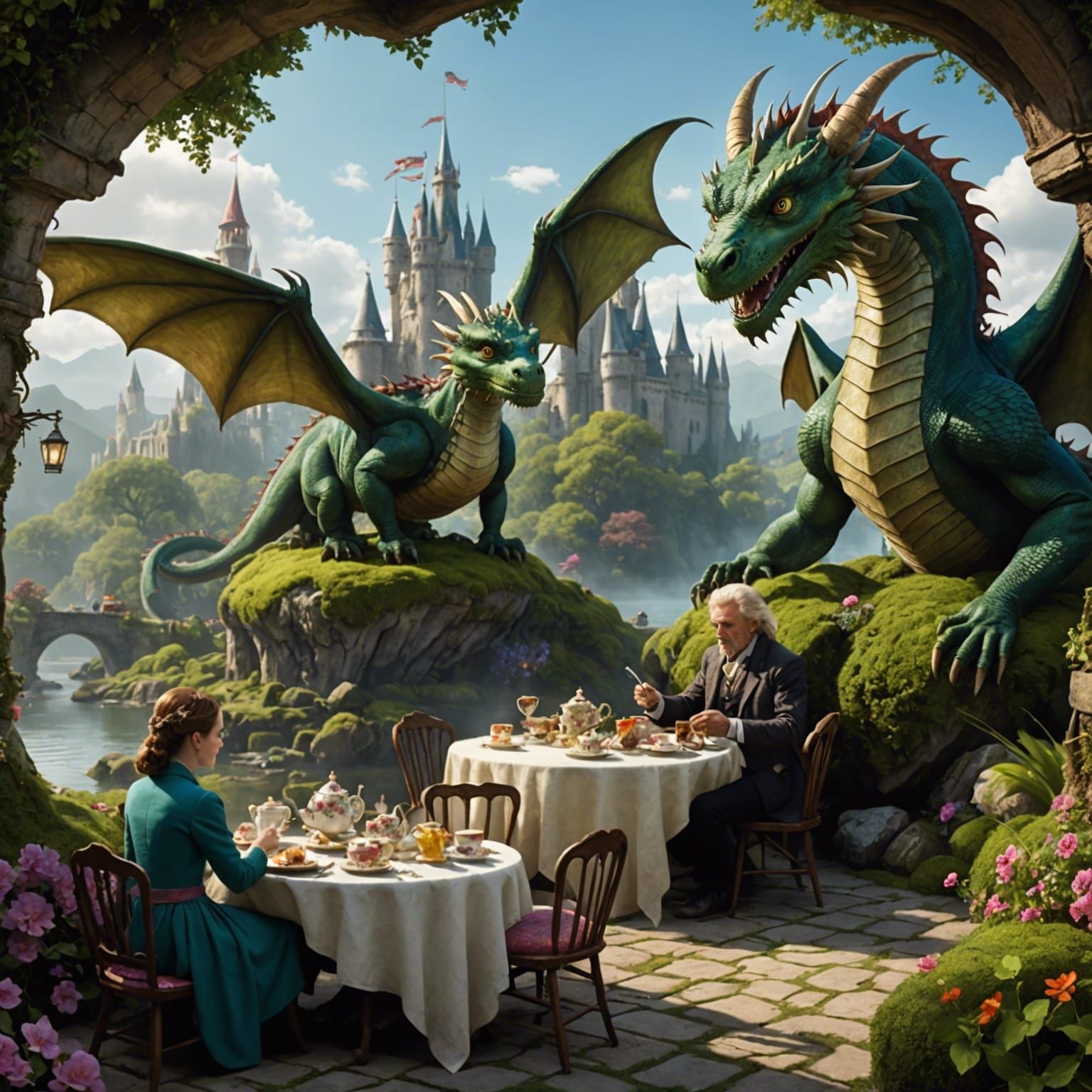 Dragons at a Tea Party: Detailed Matte Painting