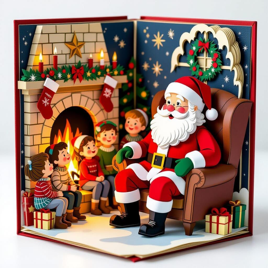 Santa in Cozy Chair Pop-Up Book Scene