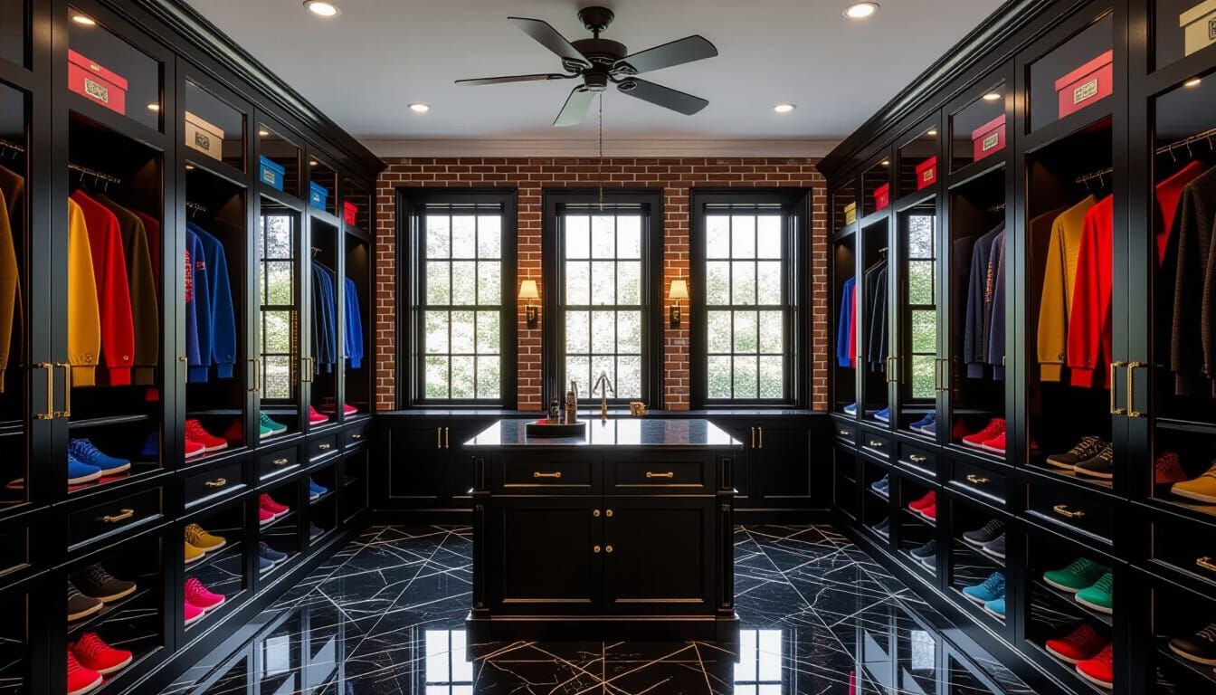 Victorian Walk-In Closet with Men's Fashion Display