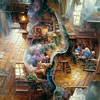 Ethereal DND Tavern Map in Oil Painting Style