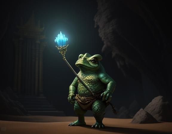 Bullywug Spellcaster in Desert Temple, 3D Game Art