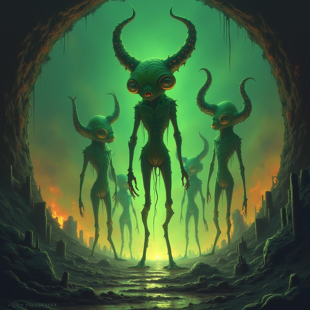 Biomechanical Aliens Emerge from Portal to Claim Ruined City