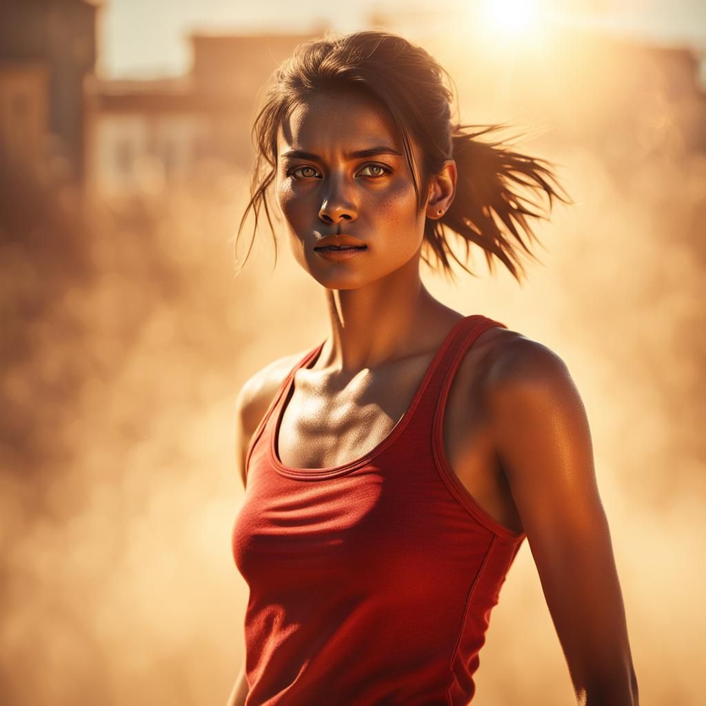 Young Woman in Sunlight: Hyper-Realistic Portrait