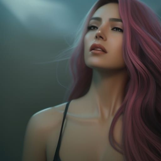 Pink Hair Portrait in Art Nouveau Style