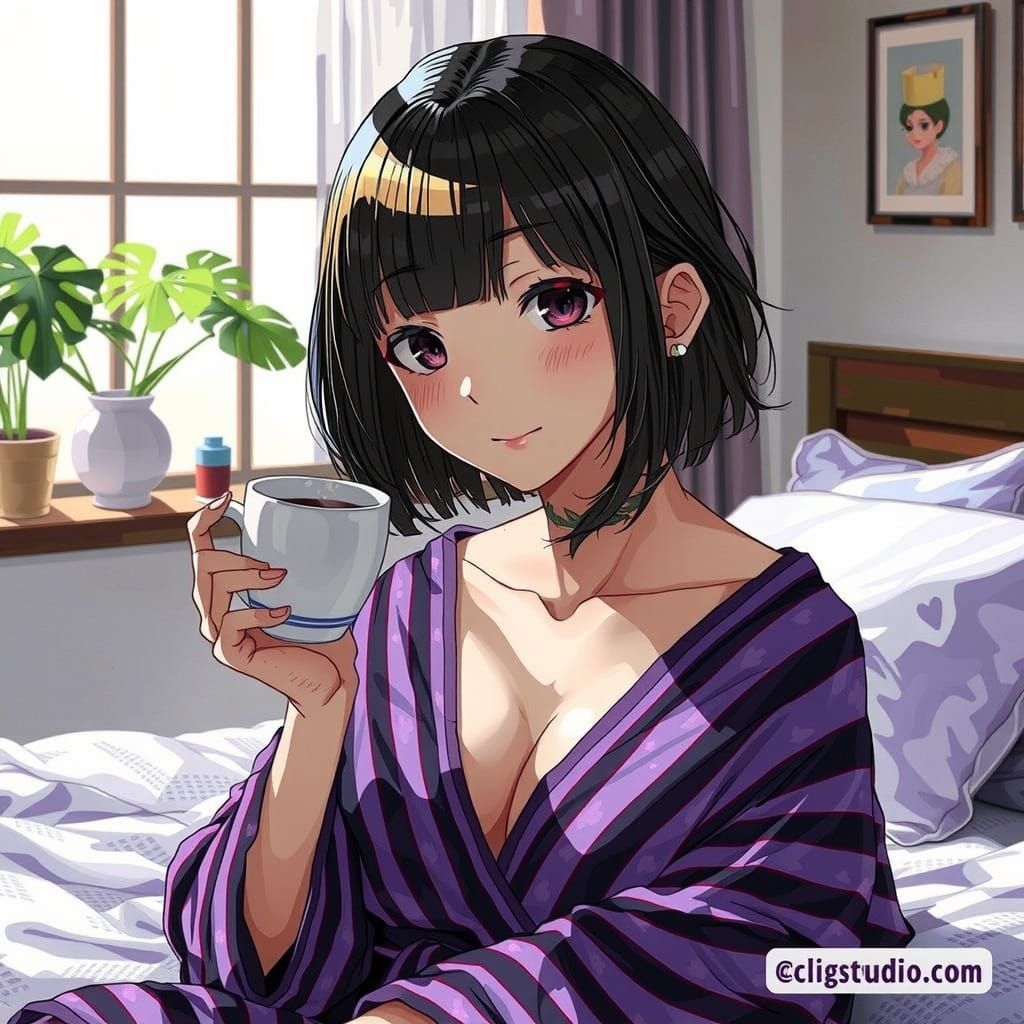 Emo Woman in Tranquil Morning Serenity