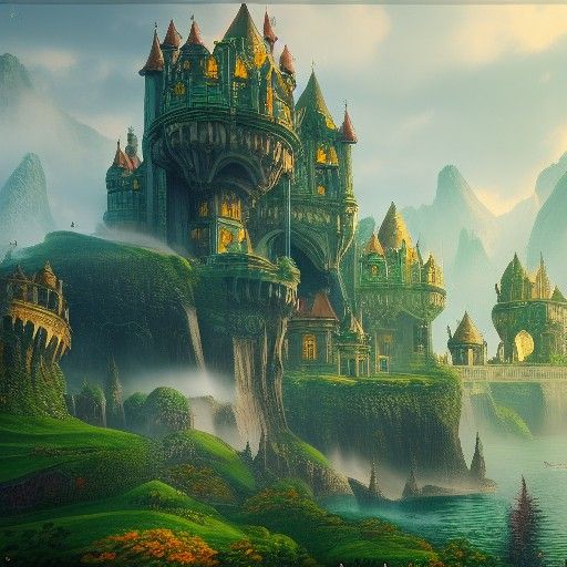 Fantastical Emerald Castle Concept Art