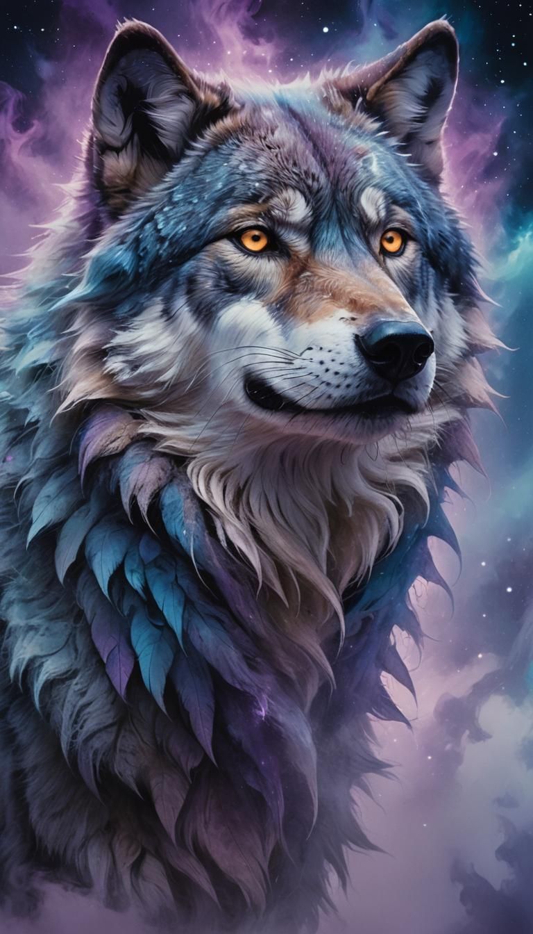 Surreal Wolf Morphs into Ghost, Digital Art