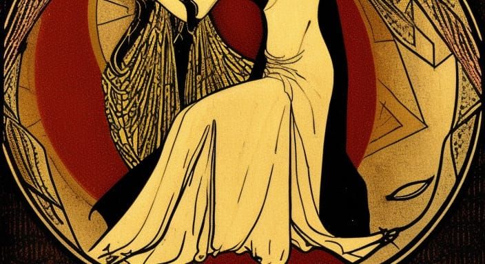 tarot "The Empress", geometric Art Deco enigmatic figure in ...