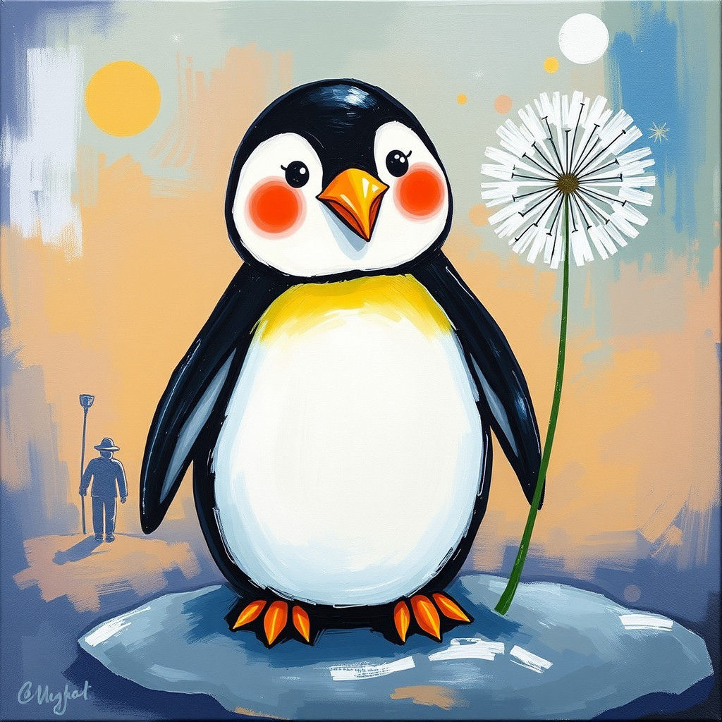 paint dandelion penguin
