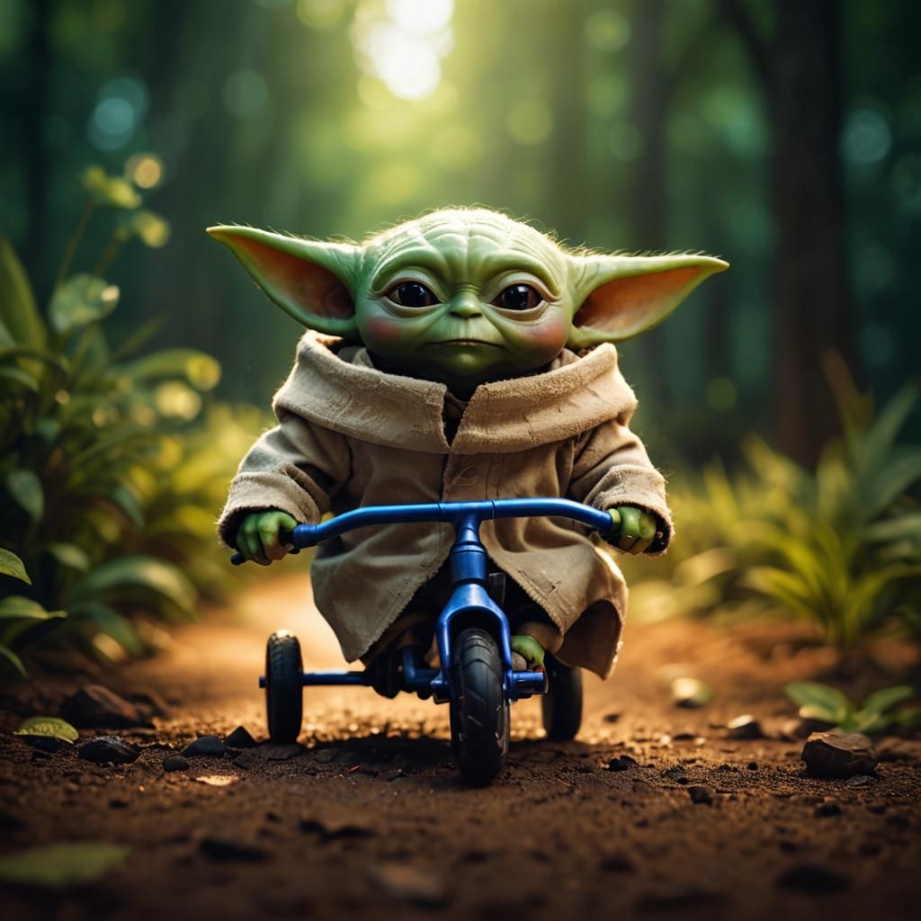 Baby Yoda on Tricycle: Professional Photography