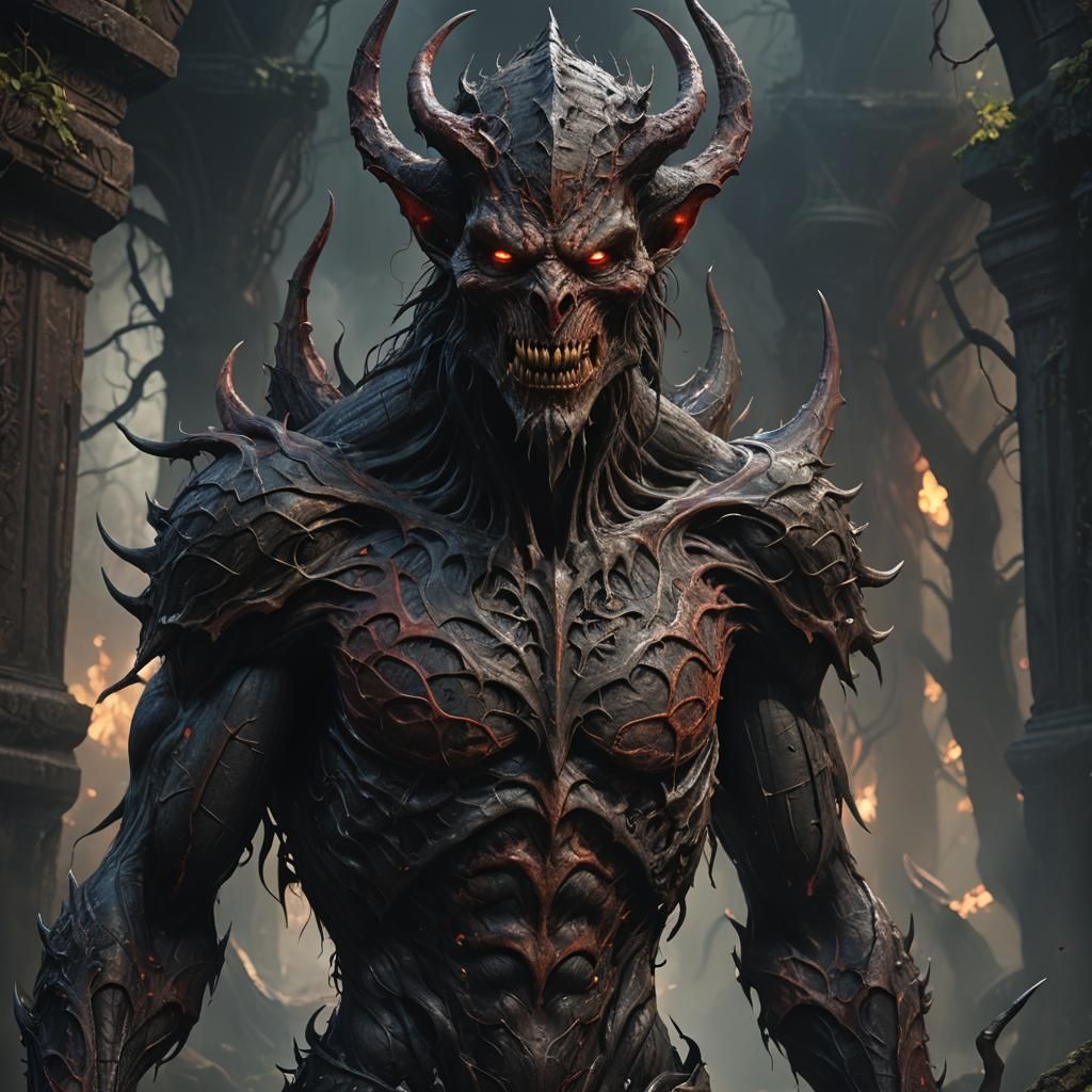 Demonic Male Creature in Hyperrealistic Portrait