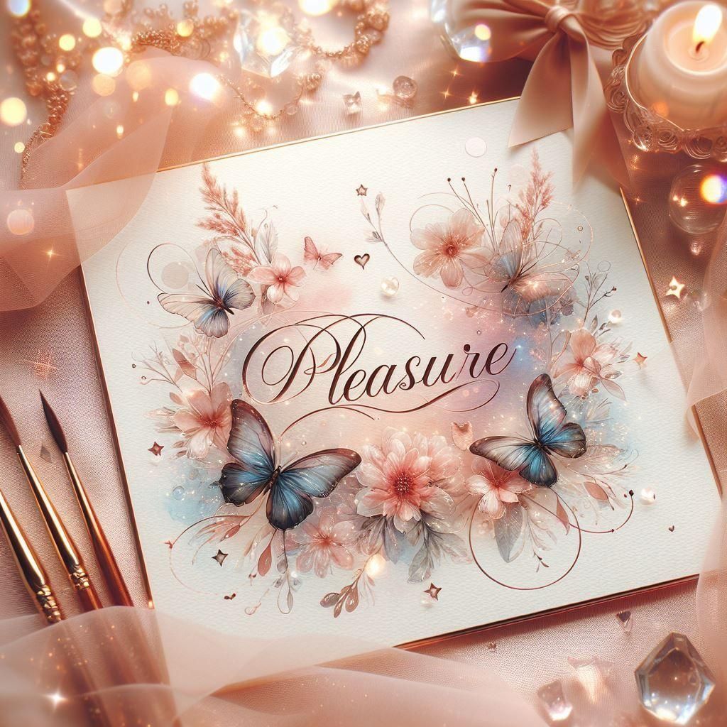 Elegant Calligraphy Word Art with Butterflies and Glitter
