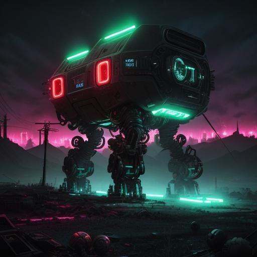 Dystopian Robot Graveyard in Hyperrealistic Style