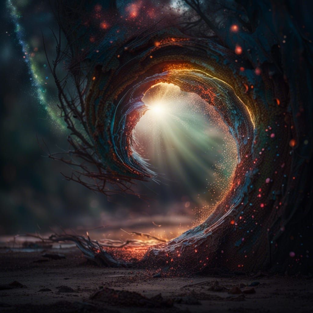 Chaotic Portal Scene with Dancing Light