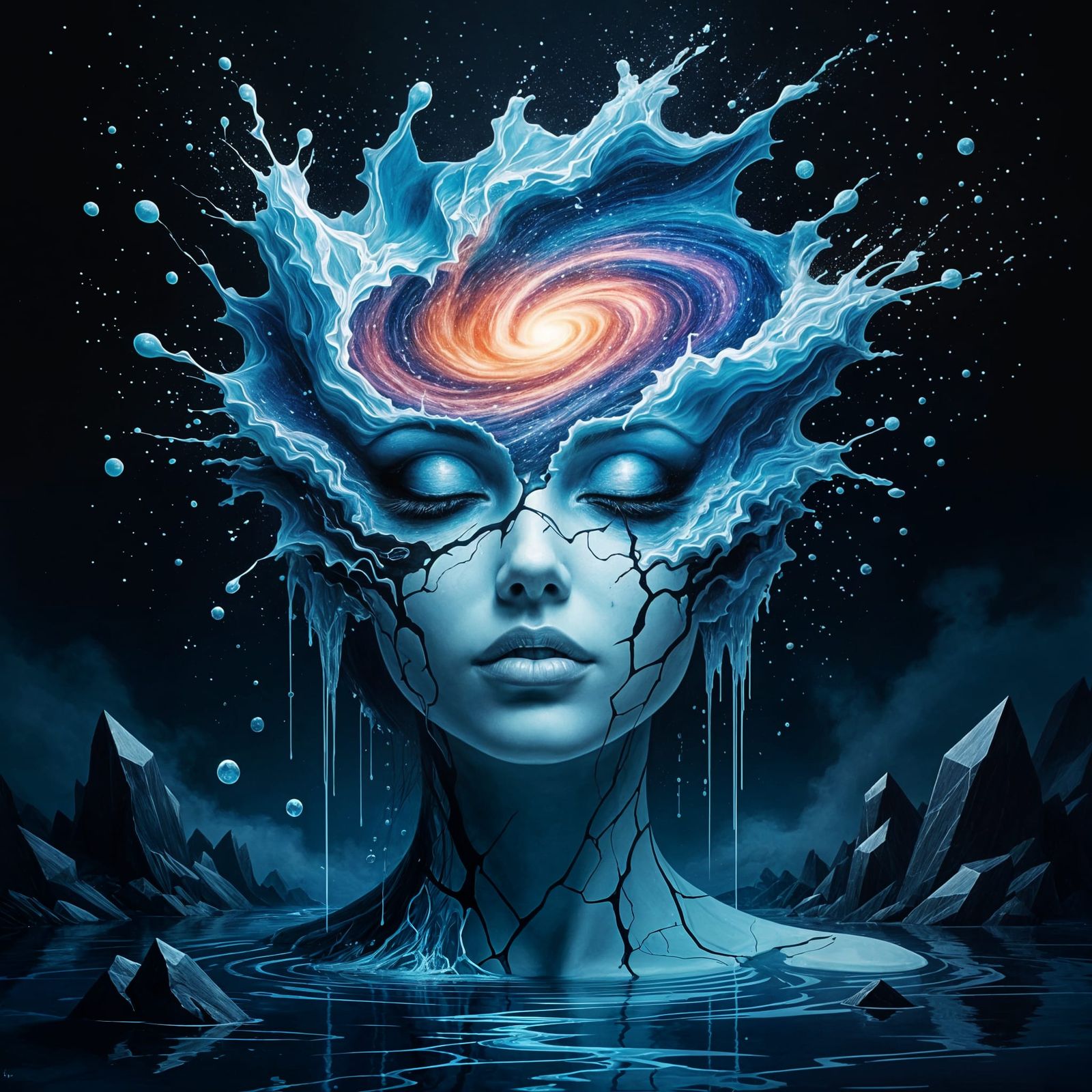 Galactic Mask: A Surreal Porcelain Portrait