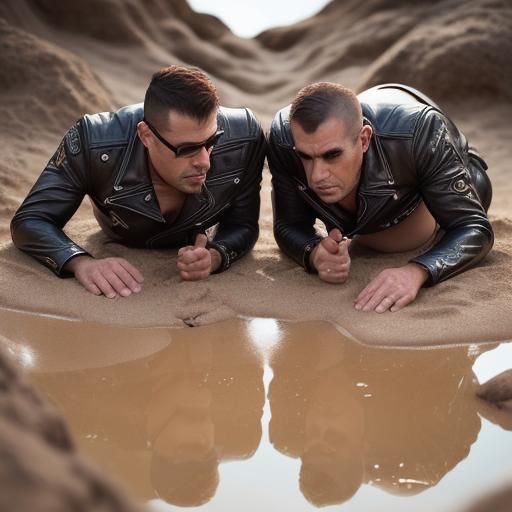 Leathermen Sinking in Quicksand: Professional Photography