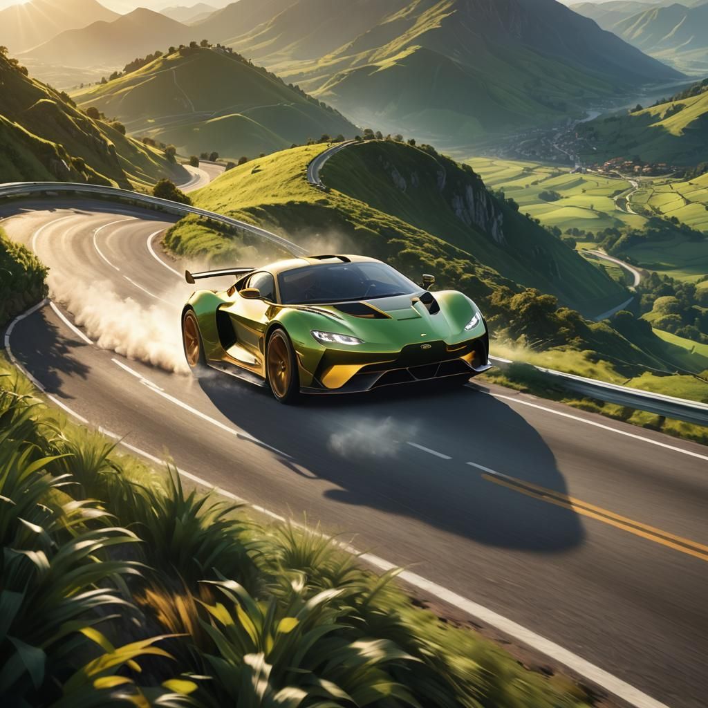 Racing Car Speeding Through Valley: Hyper-Realistic Digital ...