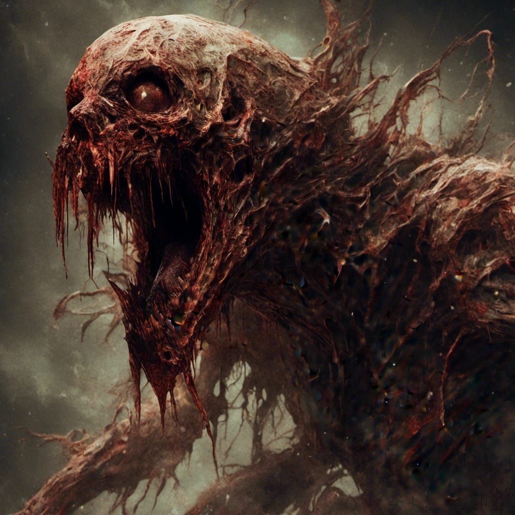 Macabre Demon Creature Attacks from the Depths of Hell