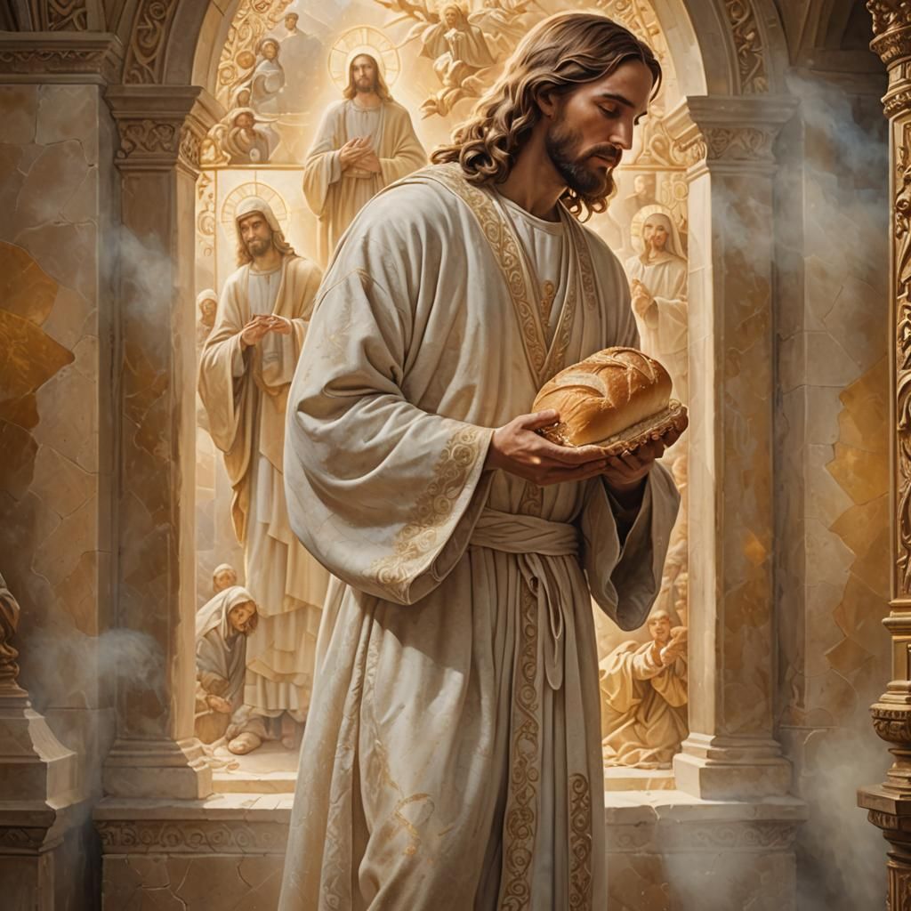 Jesus Christ in Renaissance Chapel with Bread