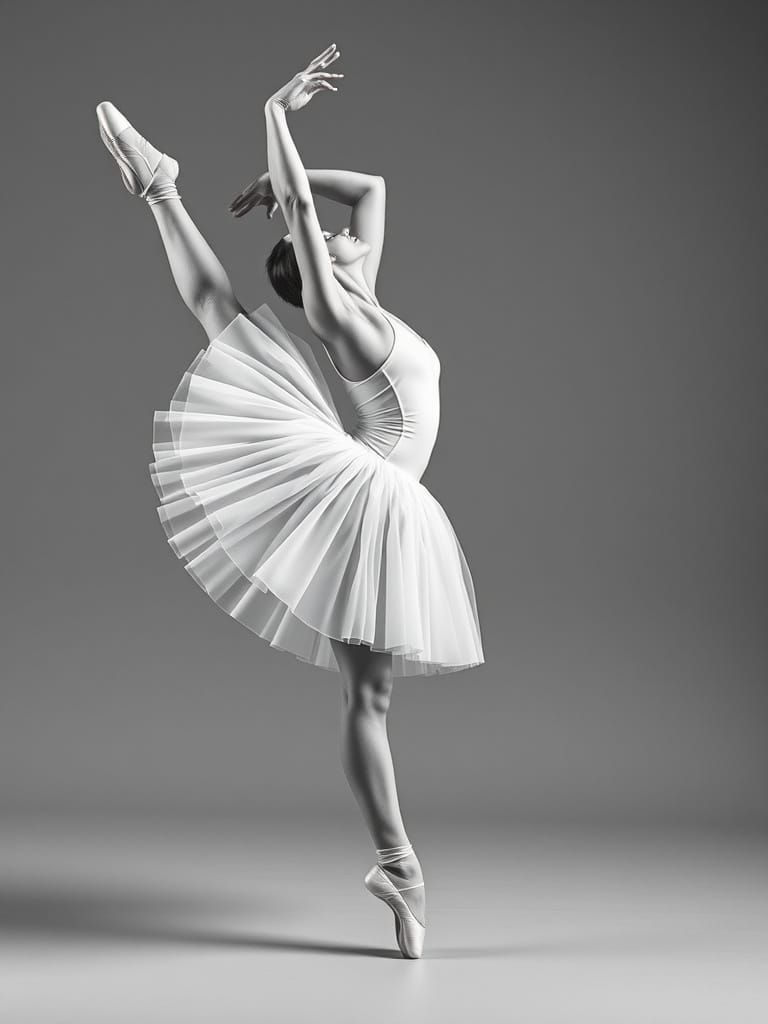 Elegant Ballet Dancer in Second Arabesque Pose