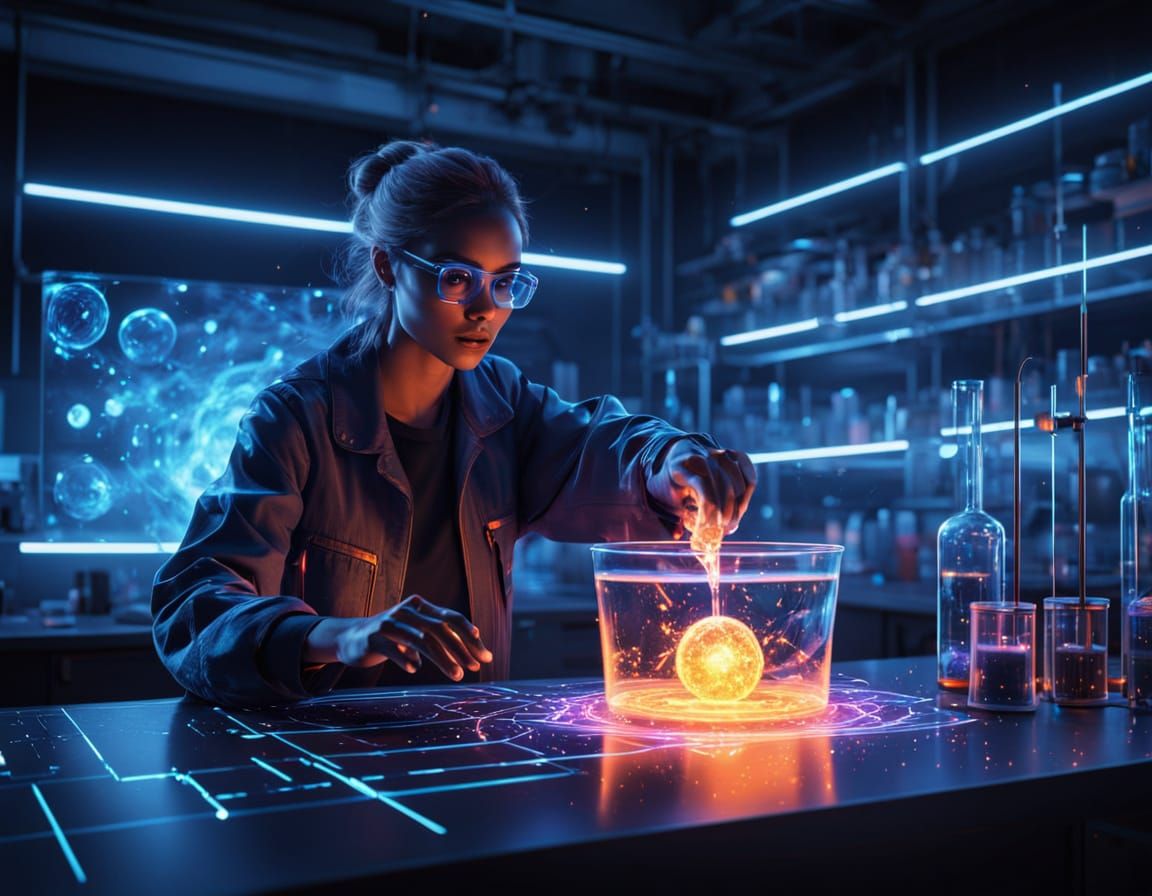 Visionary Scientist in a Futuristic Lab