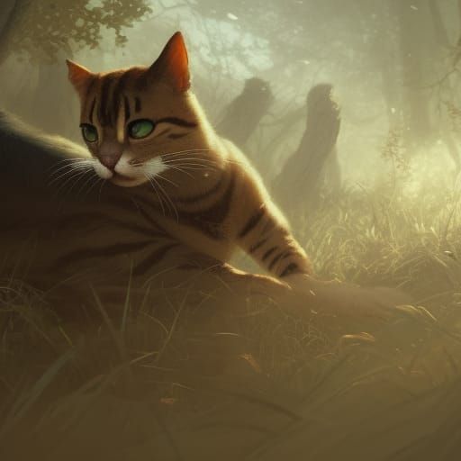 Cats Fight in Dark Fantasy Style