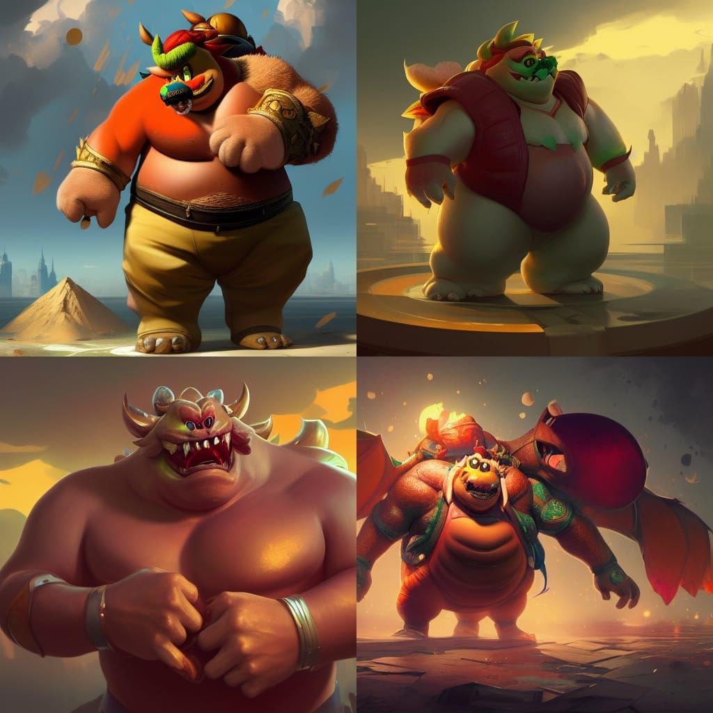 Hyperdetailed Overweight Bowser Concept Art