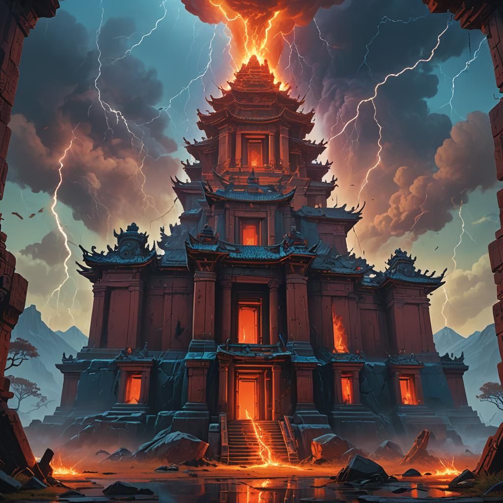 Ancient Temple Sanctum with Land and Fire Traps