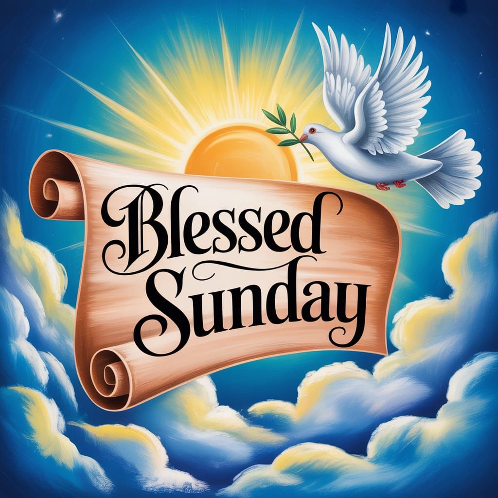 Calligraphic Scroll with Dove in Multicolored Sky