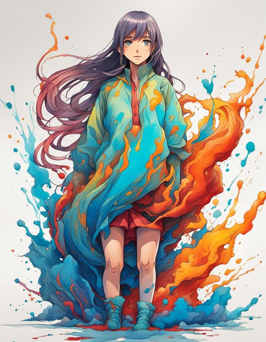 Anime Slime Goo Woman in Children's Art Style