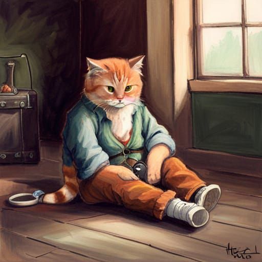 Cartoon Cat Illustration in Playful Style