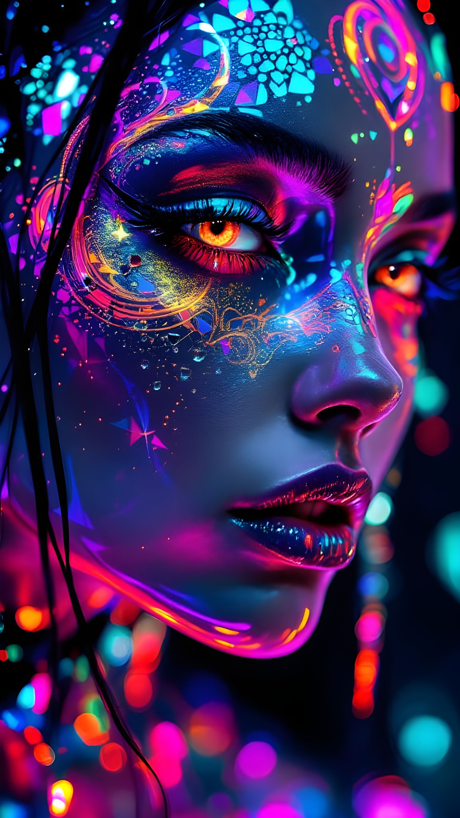 Surreal Cyberpunk Rebel with Shimmering Holographic Tattoos...