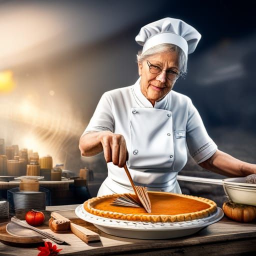 Hyperrealistic Chef Bakes Pumpkin Pie