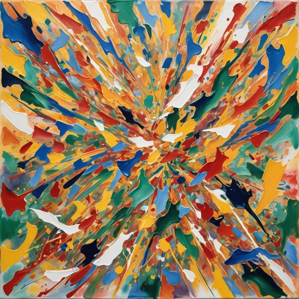 Abstract Gouache Painting in Impressionist Style