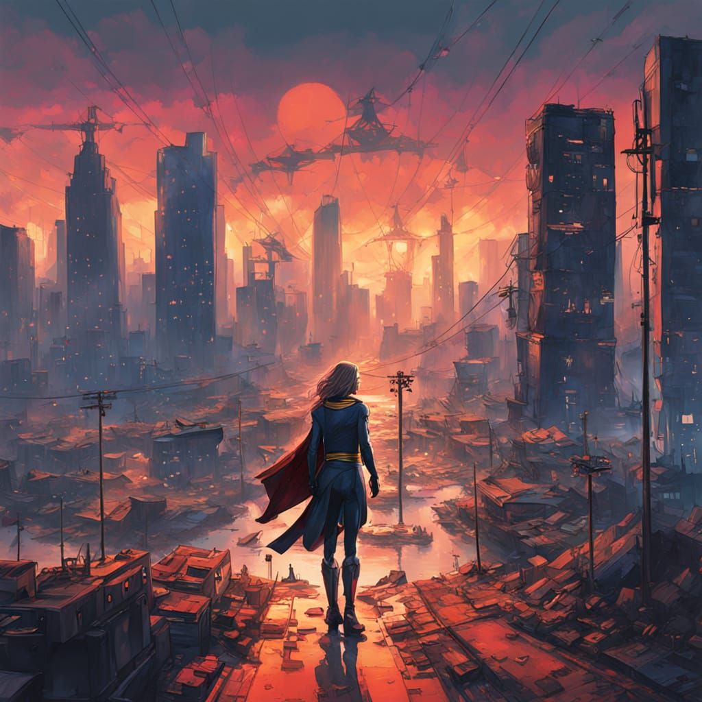 Heroic Black Supergirl in Vibrant Atlanta Dreamscape