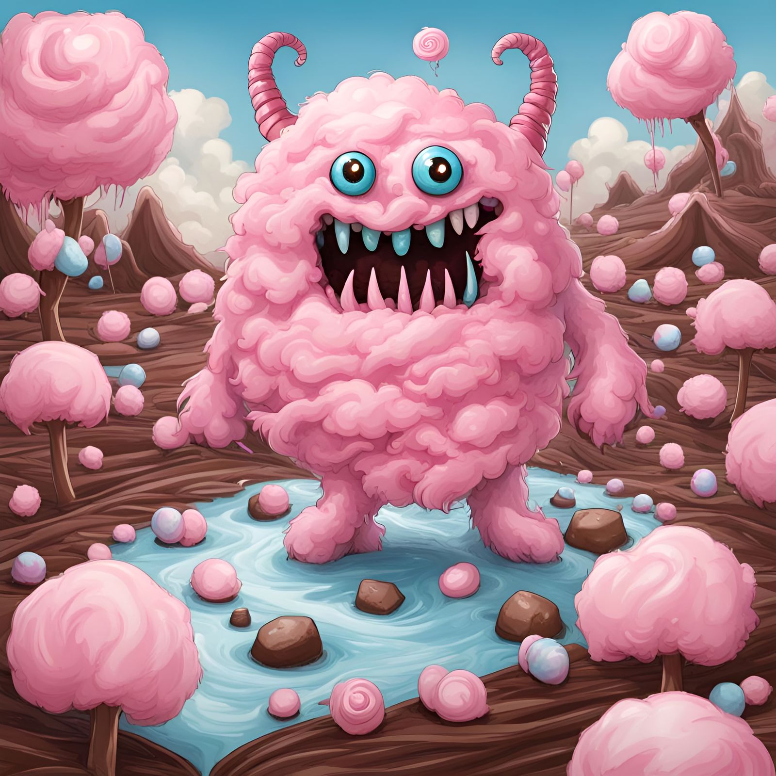 Cotton Candy Monster in Chocolate Wonderland