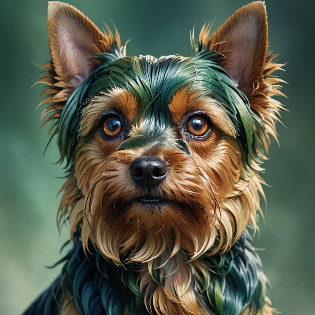 Regal Yorkshire Terrier Portrait in Hyperrealistic Digital A...