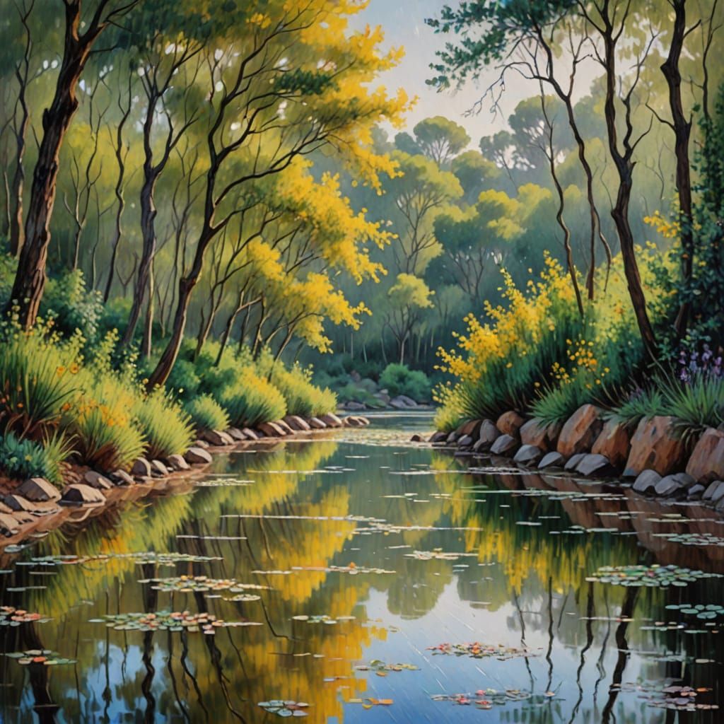 Impressionist Seascape After Summer Rain in Claude Monet Sty...