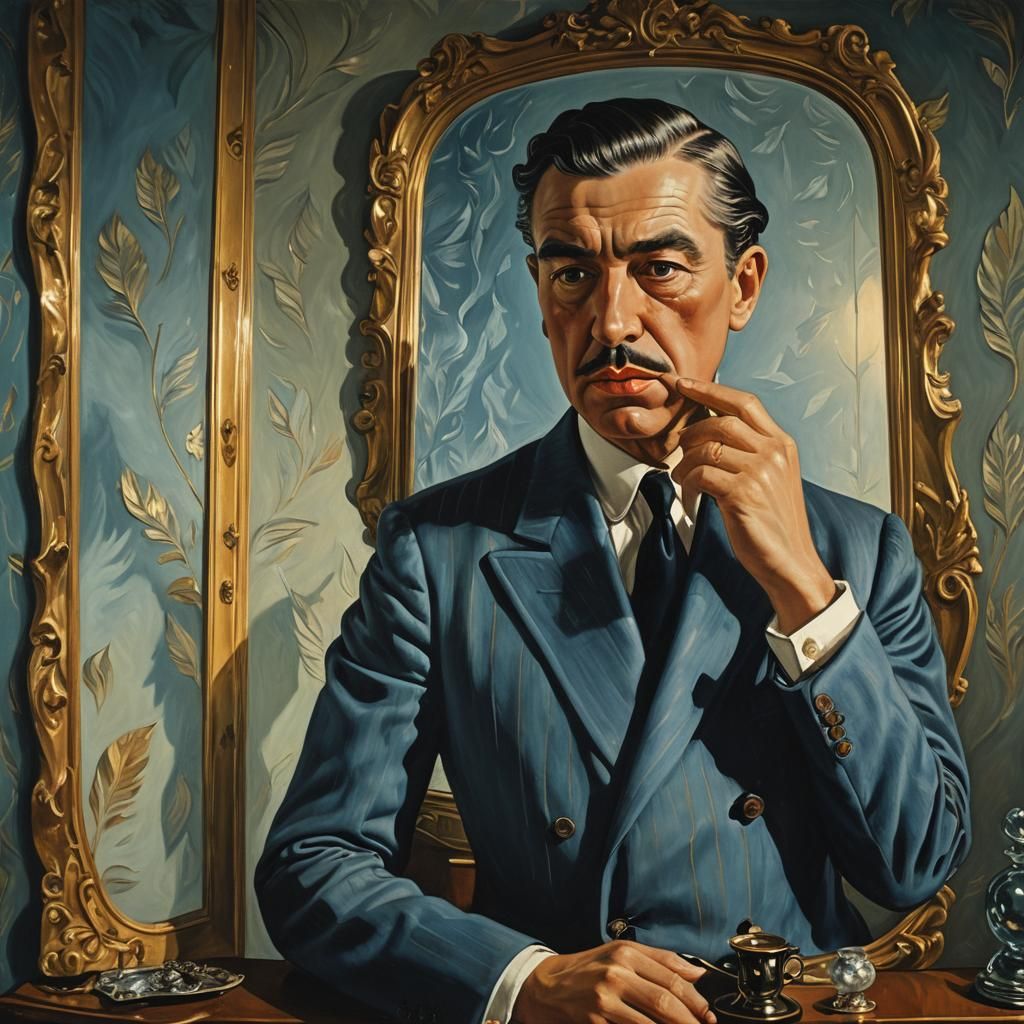 Rene Magritte looking in the mirror