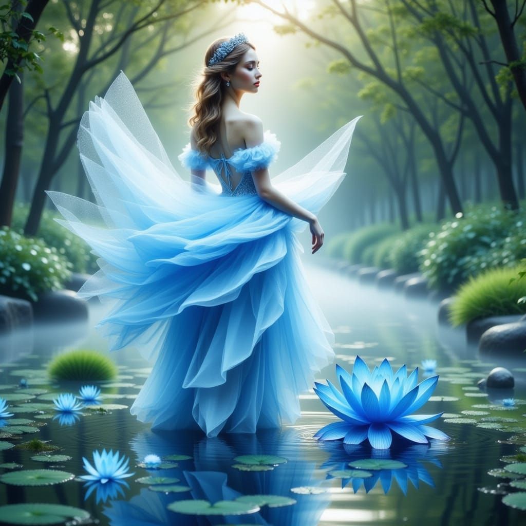 Ballerina in Lotus Flower with Neon Accents