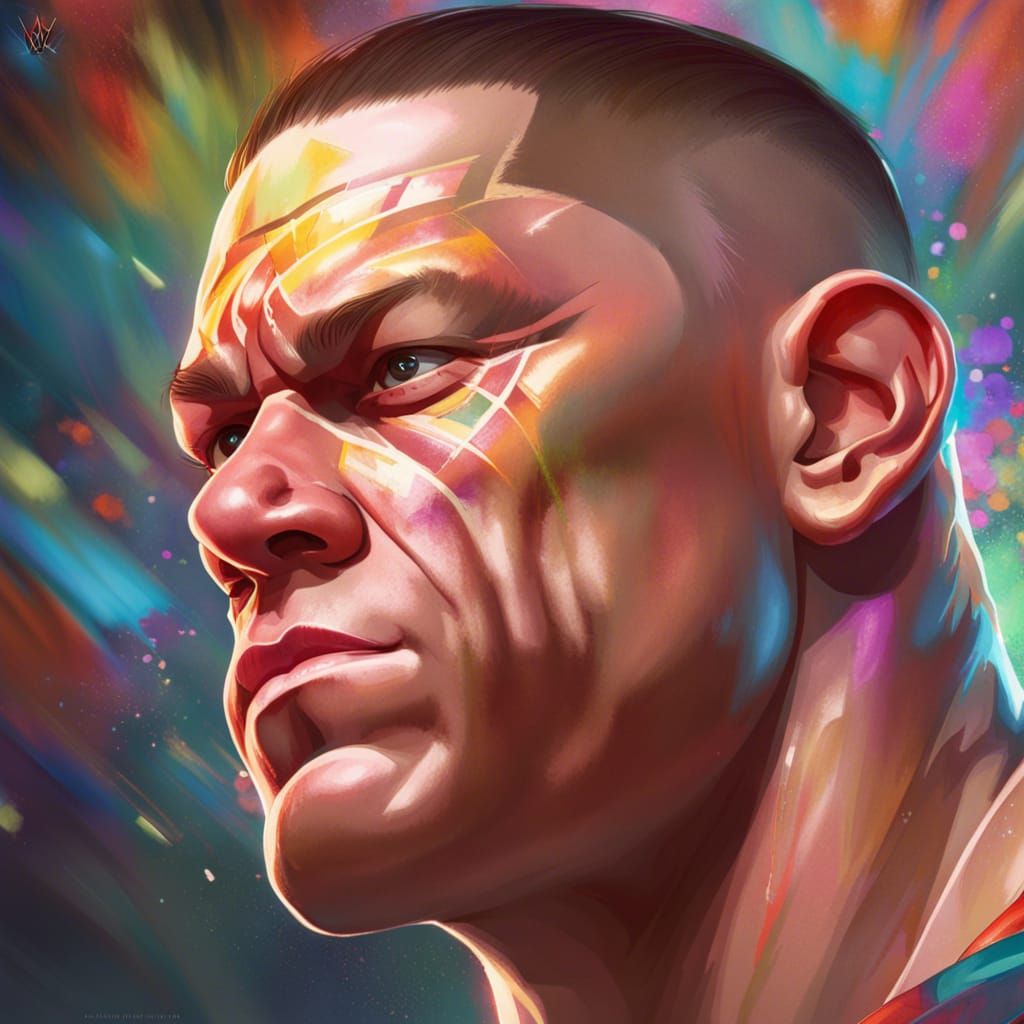 John Cena Portrait in Hyperdetailed Digital Art