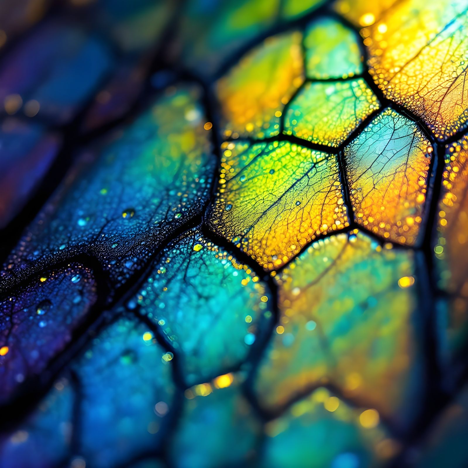 Iridescent Butterfly Wing in Vibrant Colors