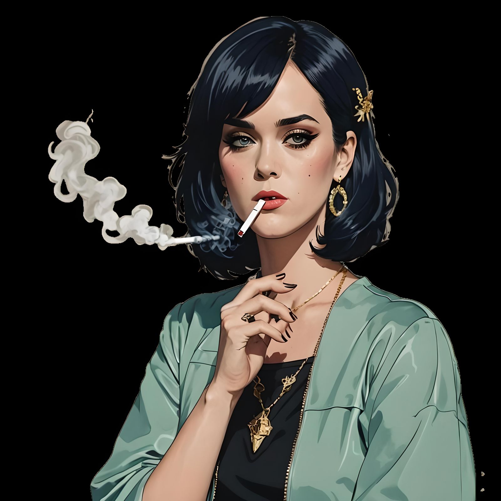 Katy Perry Smoking in Anime Style