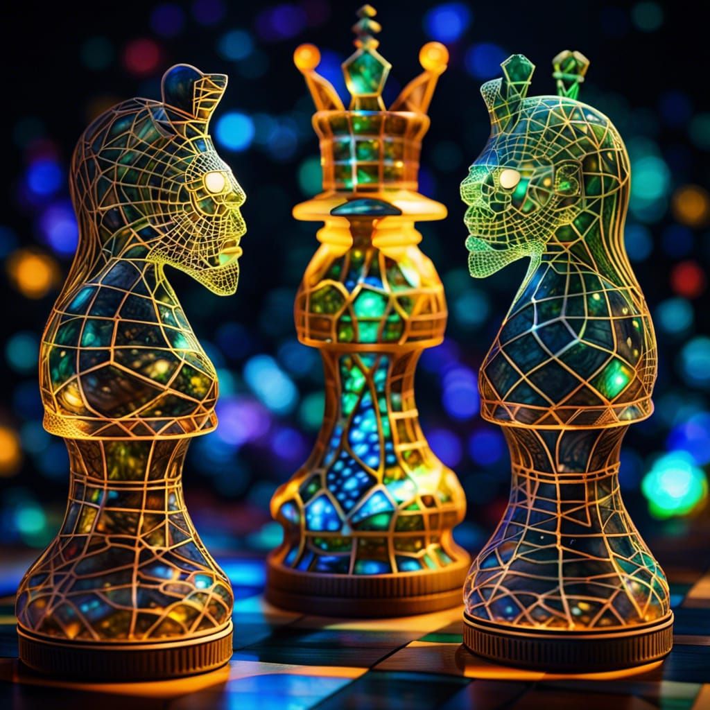 Cosmic Chess Pieces Made from Recycled Bottles in 3D