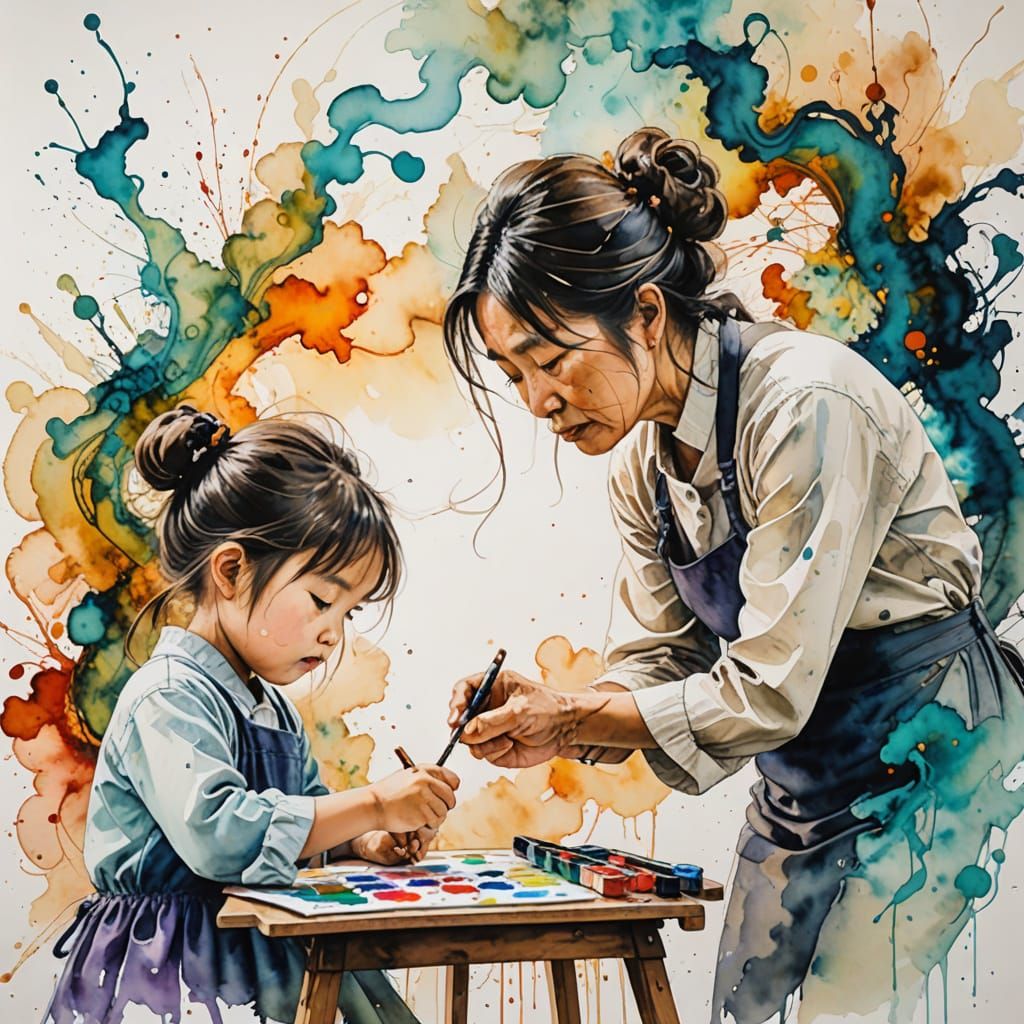 Little Girl Paints Parents In Abstract Expressionist Style