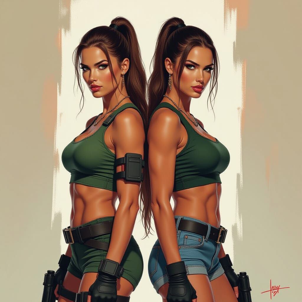 Lara Croft and Iggy Azalea in Dramatic Digital Art