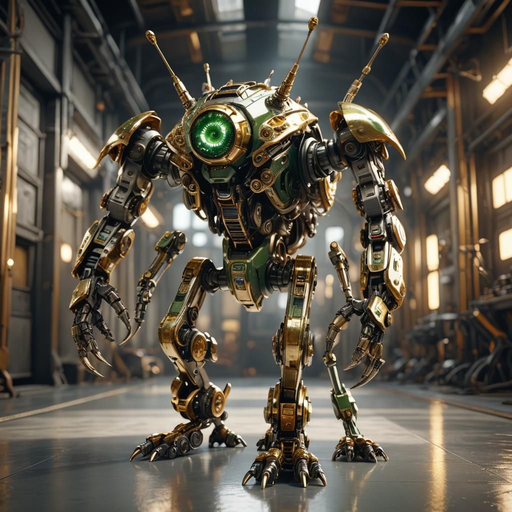 Sci-Fi Hairy Creature on Metal Floor in Cinema 4D